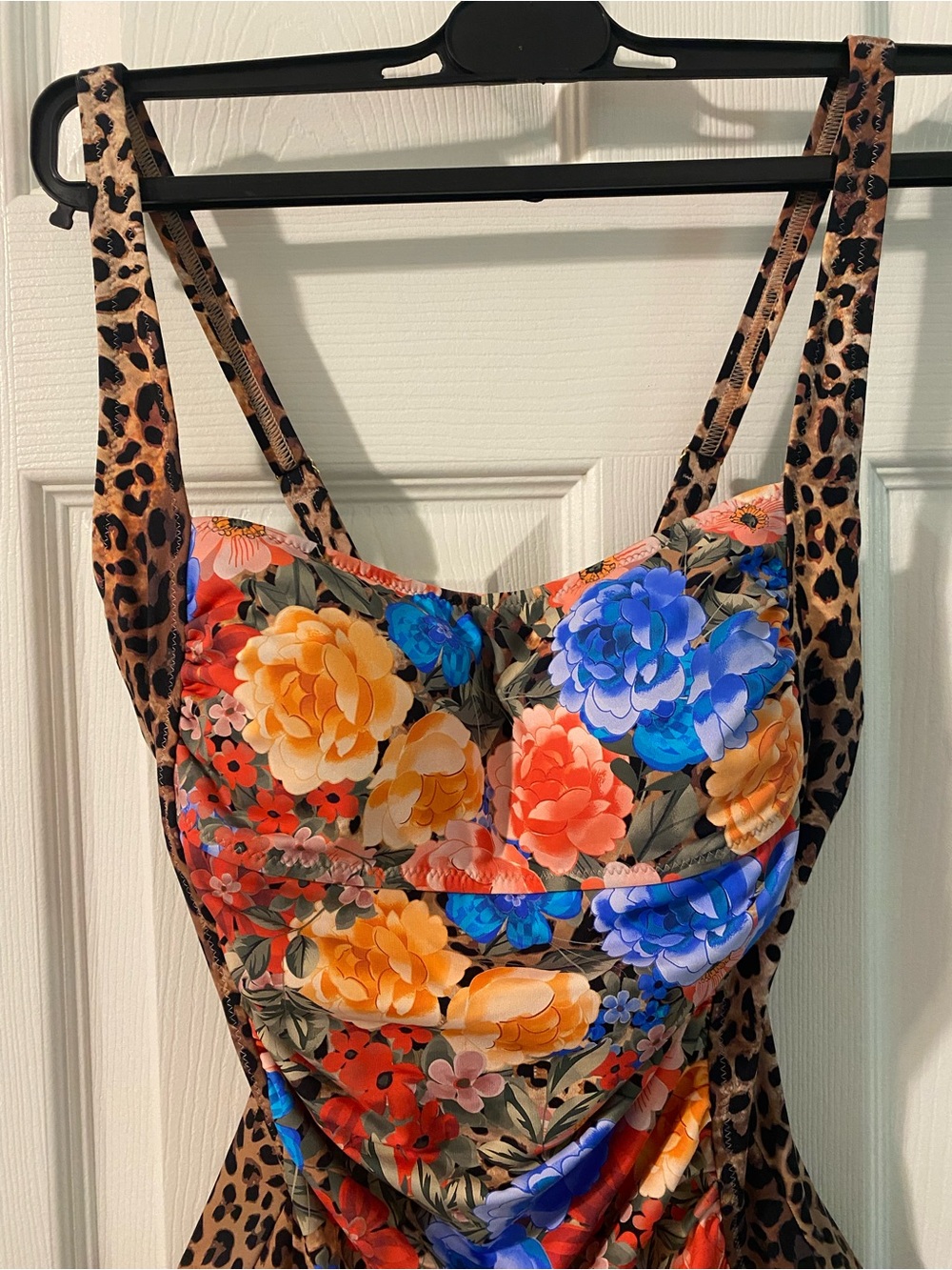 NWOT Johnny Was Cheetah Ruched Floral Animal Print Multi-pattern One Piece Sz XS - Picture 6 of 12